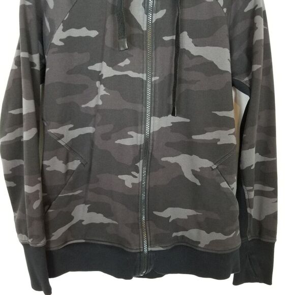 Athleta Women  Triumph Camo Printed Zip Up Hoodie Jacket Sz L Gray Athletic - Picture 3 of 8